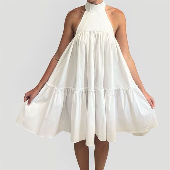 Caroline Constas White Bo Halter Mini Dress Women's Size M - Picture 3 of 16